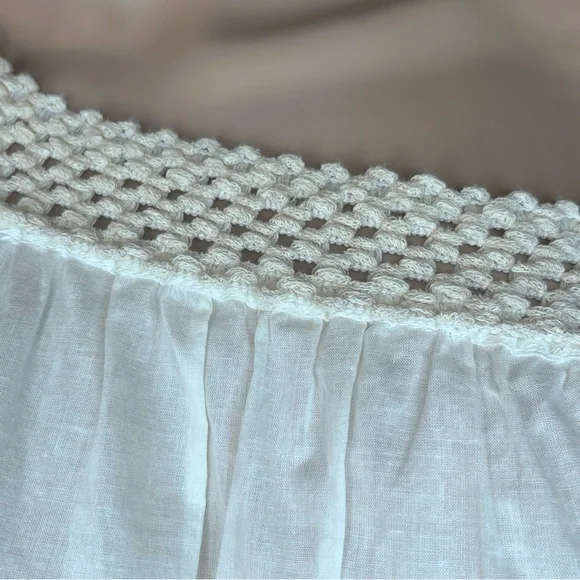 Ampersand Heart Women’s Small Cream Blue Long Sleeve Embroidered Dress - Picture 6 of 15